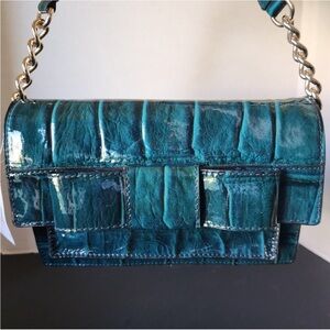 Kate Spade NWT SHAYLA Knightsbridge teal croc embossed, shoulder bag  MSRP $345